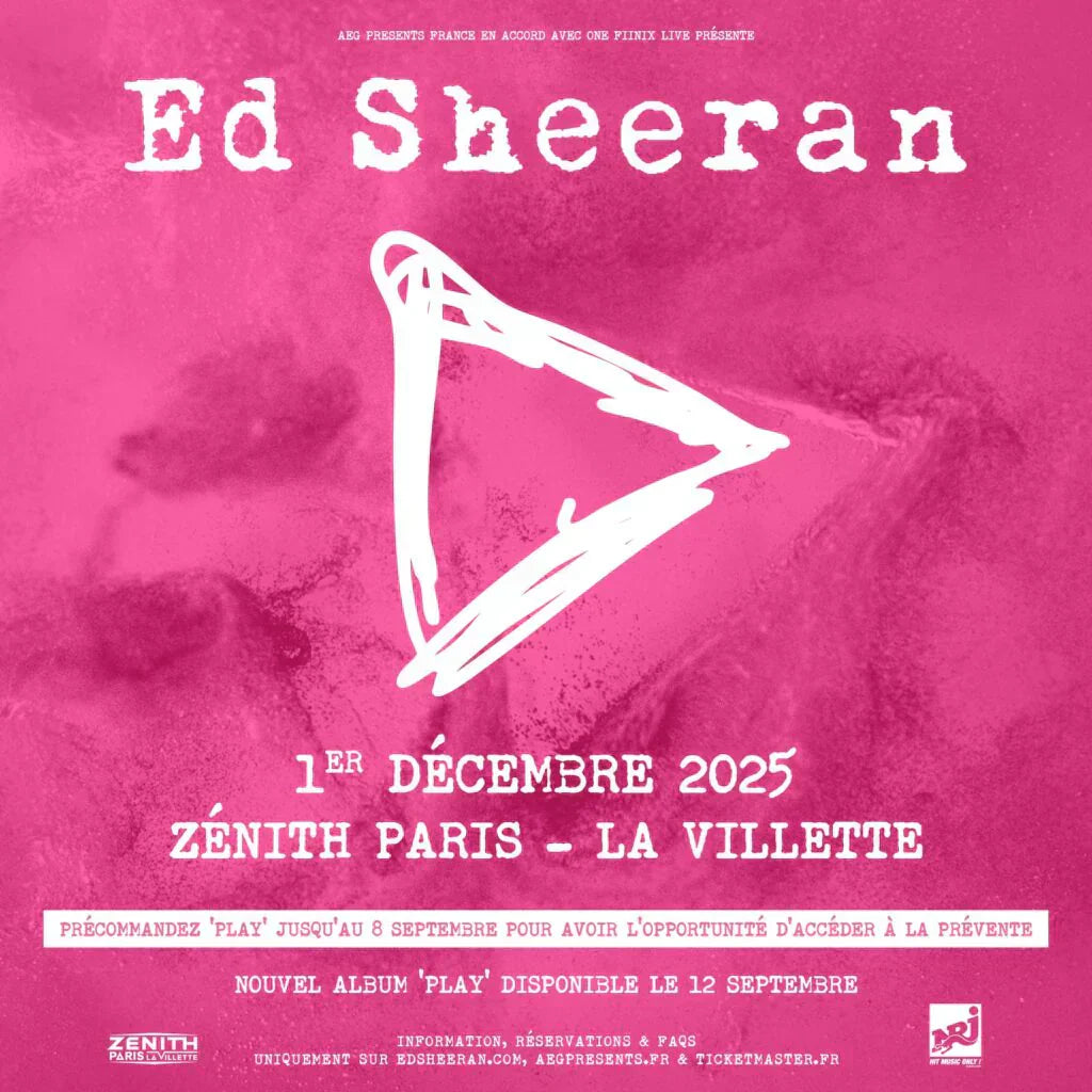 Ed Sheeran - Loop Tour 2026 - Zénith Paris la Villette - Samedi 17 janvier 2026 à 20h